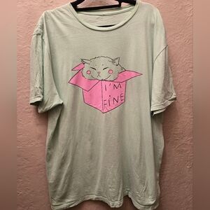 Montreal Artist Cat Graphic Tee “I’m Fine” Oversized